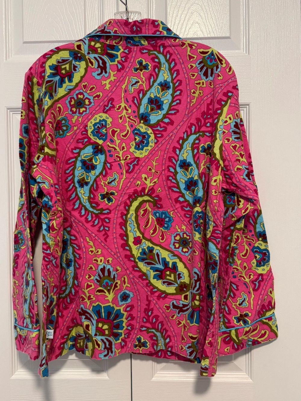 Nick and Nora Bright Pink Paisley Flannel Pajamas - Picture 3 of 5